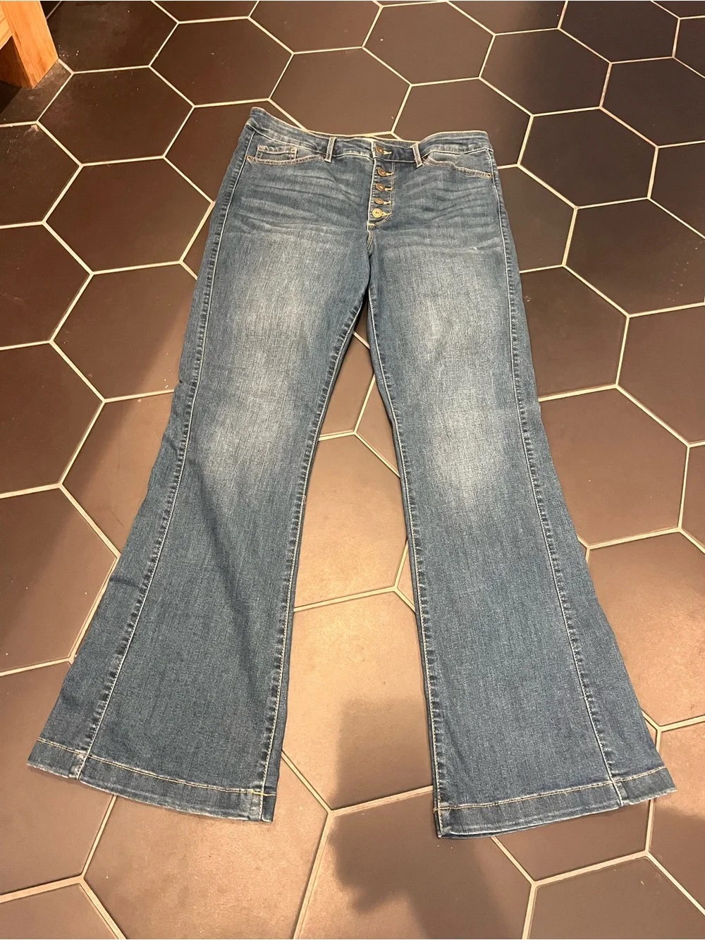 sofia by sofia vergara Medium Wash Flare Jeans with Button Fly - Picture 1 of 6